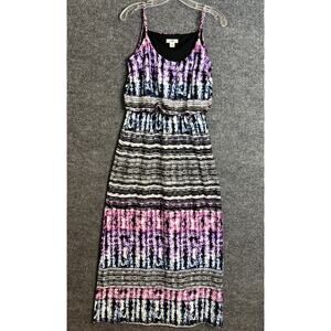 Cato Womens Blouson Maxi Dress Size Small Petite Sleeveless Multi Color Boho